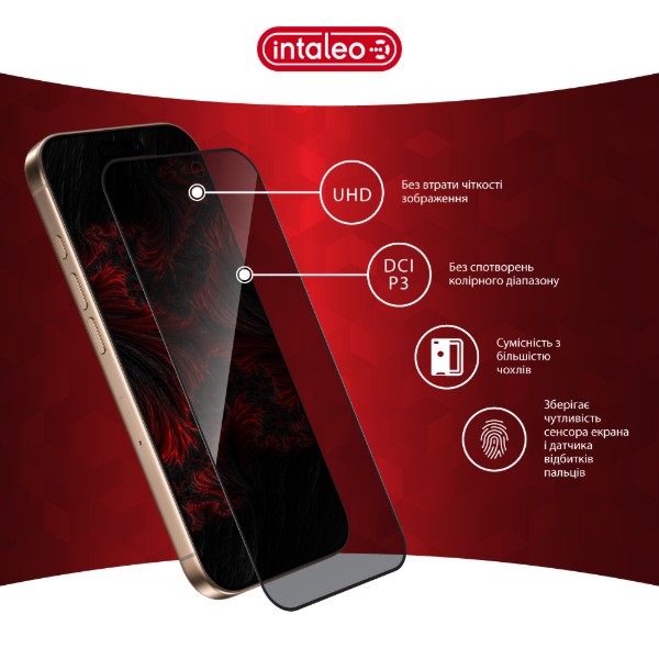 Фото - Защитное стекло для смартфона Intaleo Privacy for Apple iPhone 16 Pro Max Black (1283126607035)
